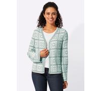 Cardigan INSPIRATIONEN, Damen, Gr. 36, kalkmint, weiß, 50% Baumwolle, 50% Polyacryl, gemustert, mehrfarbig, Strickjacken (54131017-36) kalkmint, weiß