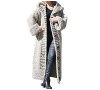 Cardigan, lang, Damen, Kapuze, große Größe, Strickweste, gedreht, lange Ärmel, Kapuzenjacke, Winter, warm, Pullover, Mantel, dick, mit Taschen, Jacke, grob, locker, einfarbig, schick
