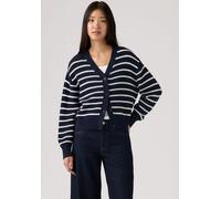 Cardigan LEVI'S "SNOWFLAKE CARDIGAN", Damen, Gr. L (40), susanne stripe navy blazer novelty stitch, Strick, Obermaterial: 100% Baumwolle, gestreift, lässig geschnitten hüftlang, V-Ausschnitt, Bündchen