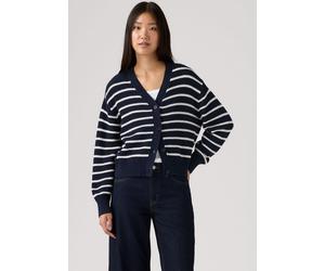 Cardigan LEVI'S "SNOWFLAKE CARDIGAN", Damen, Gr. L (40), susanne stripe navy blazer novelty stitch, Strick, Obermaterial: 100% Baumwolle, gestreift, lässig geschnitten hüftlang, V-Ausschnitt, Bündchen