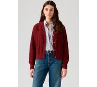 Cardigan LEVI'S "SNOWFLAKE CARDIGAN", Damen, Gr. L (40), warm cabernet, Strick, Obermaterial: 100% Baumwolle, lässig geschnitten hüftlang, V-Ausschnitt, Bündchen, Strickjacken, gestreift, mit Knopflei