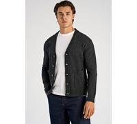 Cardigan LINDBERGH "Cardigan Comfort Fit", Herren, Gr. L, grau (charcoal mel), Obermaterial: 80% Wolle, 20% Nylon, unifarben, Strickjacken (77759134-L) charcoal mel