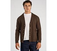 Cardigan LINDBERGH "Cardigan Comfort Fit", Herren, Gr. M, braun (dk braun mel), Obermaterial: 80% Wolle, 20% Nylon, unifarben, Strickjacken (29746818-M) dk braun mel