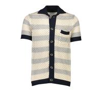 Cardigan LINDBERGH "Cardigan (Kurzarm) Relaxed Fit", Herren, Gr. L, grau (grau mel), Obermaterial: 100% Baumwolle, gestreift, Strickjacken (46798126-L) grau mel