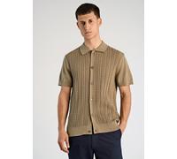 Cardigan LINDBERGH "Cardigan (Kurzarm) Relaxed Fit", Herren, Gr. M, beige (dusty grün), Obermaterial: 100% Baumwolle, Strickjacken (37374850-M) dusty grün
