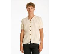 Cardigan LINDBERGH "Cardigan (Kurzarm) Relaxed Fit", Herren, Gr. S, beige (pearl weiß), Obermaterial: 100% Baumwolle, Strickjacken (12813337-S) pearl weiß