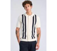 Cardigan LINDBERGH "Cardigan (Kurzarm) Relaxed Fit", Herren, Gr. S, sanftes weiß, Obermaterial: 60% Baumwolle, 40% Polyester, gestreift, Strickjacken (99466605-S) sanftes weiß