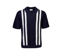 Cardigan LINDBERGH "Cardigan (Kurzarm) Relaxed Fit", Herren, Gr. XL, blau (navy), Obermaterial: 60% Baumwolle, 40% Polyester, gestreift, Strickjacken (33377461-XL) navy