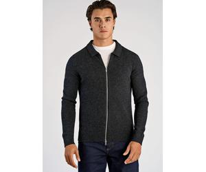 Cardigan LINDBERGH "Cardigan Relaxed Fit", Herren, Gr. L, grau (charcoal mel), Obermaterial: 80% Wolle, 20% Nylon, unifarben, Strickjacken (91879038-L) charcoal mel
