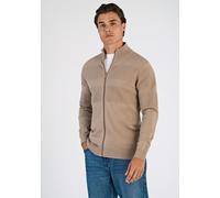 Strickjacke LINDBERGH, Herren, Gr. M, beige (sand), Strick, Obermaterial: 100% Baumwolle, unifarben, casual, regular fit hüftbedeckend, Rundhals, Langarm Rippbündchen, Strickjacken, mit Stehkragen und