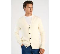 Cardigan LINDBERGH "Cardigan Relaxed Fit", Herren, Gr. XXL, weiß (pearl weiß), Obermaterial: 80% Baumwolle, 20% Polyester, unifarben, Strickjacken (77497867-XXL) pearl weiß
