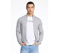 Cardigan LINDBERGH "Cardigan Slim Fit", Herren, Gr. XL, beige (grau stone mix), Obermaterial: 80% Viskose, 20% Nylon, unifarben, Strickjacken (82997369-XL) grau stone mix