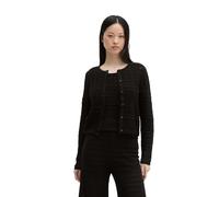 Cardigan MARC O'POLO "aus Baumwolle-Leinen-Mix", Damen, Gr. M, schwarz, Obermaterial: 90% Baumwolle, 10% Leinen, unifarben, regular fit, Rundhals, Strickjacken (27943305-M) schwarz