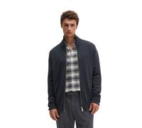 Cardigan MARC O'POLO "aus Bio-Baumwoll-Schurwoll-Mix", Herren, Gr. M, blau (schwarz navy), Obermaterial: 54% Baumwolle, 29% Schurwolle, 17% Polyamid, unifarben, regular fit, Rippbündchen, Strickjacken