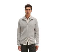 Cardigan MARC O'POLO "aus Bio-Baumwoll-Schurwoll-Mix", Herren, Gr. M, grau (light beige), Obermaterial: 68% Baumwolle, 17% Schurwolle, 8% Polyamid, 7% Polyester, unifarben, regular fit, Rippbündchen,