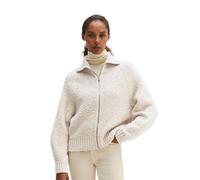 Cardigan MARC O'POLO "aus Bouclé-Garn", Damen, Gr. S, light stone melange, Obermaterial: 81% Schurwolle, 11% Polyester, 8% Polyamid, unifarben, loose fit, Rippbündchen, Strickjacken (68944007-S) light