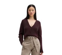 Cardigan MARC O'POLO "aus Heavy-Weight-Organic-Cotton", Damen, Gr. L, braun (schwarz cherry), Obermaterial: 100% Baumwolle, unifarben, loose fit, V-Ausschnitt, normaler Saum, Strickjacken (15103758-L)