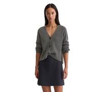 Cardigan MARC O'POLO "aus Heavy-Weight-Organic-Cotton", Damen, Gr. XL, warm granite melange, Obermaterial: 100% Baumwolle, unifarben, relaxed fit, V-Ausschnitt, Strickjacken (25427634-XL) warm granite