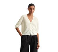 Cardigan MARC O'POLO "aus Organic-Cotton-Mix", Damen, Gr. L, weiß (weiß cotton), Obermaterial: 90% Baumwolle, 10% Polyamid, unifarben, slim fit, V-Ausschnitt, Strickjacken (82560343-L) weiß cotton