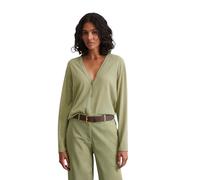 Cardigan MARC O'POLO "aus Organic-Cotton-Mix", Damen, Gr. S, smooth sage, Obermaterial: 90% Baumwolle, 10% Polyamid, unifarben, slim fit, V-Ausschnitt, Strickjacken (95980401-S) smooth sage