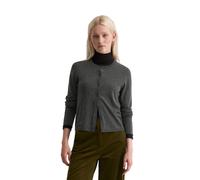 Cardigan MARC O'POLO "aus Schurwolle-Viskose-Mix", Damen, Gr. XXL, grau (dunkelgrau melange), Obermaterial: 50% Schurwolle, 33% Viskose, 17% Polyamid, unifarben, slim fit, Rundhals, Rippbündchen, Stri