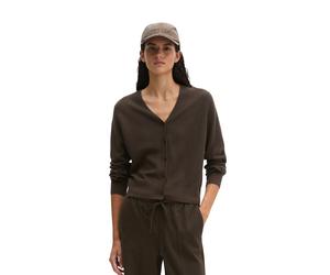 Cardigan MARC O'POLO "aus softem Schurwolle-Mix", Damen, Gr. M, burnt coffee, Obermaterial: 50% Schurwolle, 33% Viskose, 17% Polyamid, unifarben, slim fit, V-Ausschnitt, Strickjacken (79071550-M) burn