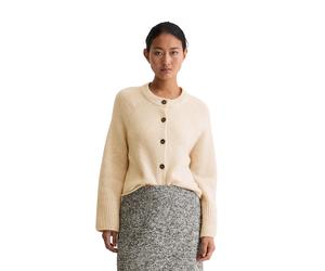 Cardigan MARC O'POLO "aus softem Schurwolle-Mix", Damen, Gr. XXL, beige (light oat), Obermaterial: 75% Schurwolle, 25% Polyamid, unifarben, loose fit, V-Ausschnitt, Rippbündchen, Strickjacken (6503145