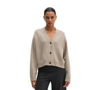 Cardigan MARC O'POLO "aus weichem Schurwolle-Mix", Damen, Gr. XS, beige (stone taupe melange), Obermaterial: 80% Schurwolle, 20% Polyamid, unifarben, regular fit, V-Ausschnitt, Rippbündchen, Strickjac