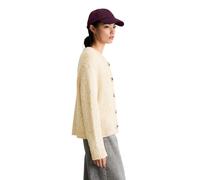 Cardigan MARC O'POLO DENIM "aus Baumwoll-Schurwolle-Mix", Damen, Gr. XL, beige (silky weiß), Obermaterial: 62% Baumwolle, 36% Schurwolle, 2% Polyamid, unifarben, relaxed fit, Rundhals, Rippbündchen, S