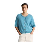 Cardigan MARC O'POLO DENIM "aus Cotton Slub Garn", Damen, Gr. L, blau (blau dawn), Obermaterial: 100% Baumwolle, unifarben, regular fit, Rundhals, Rippbündchen, Strickjacken (31532700-L) blau dawn