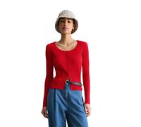 Cardigan MARC O'POLO DENIM "aus LENZING™ ECOVERO™", Damen, Gr. S, carmine rot, Obermaterial: 72% Viskose, 28% Polyester, unifarben, slim fit, tiefer Rundhals, Strickjacken (15267017-S) carmine rot