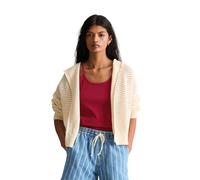 Cardigan MARC O'POLO DENIM "aus Organic Cotton", Damen, Gr. L, beige (creamy weiß), Obermaterial: 100% Baumwolle, unifarben, loose fit, Rippbündchen, Strickjacken (36982765-L) creamy weiß