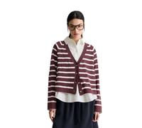 Cardigan MARC O'POLO DENIM "aus Organic-Cotton-Modal-Mix", Damen, Gr. S, schwarz pink, Obermaterial: 65% Baumwolle, 26% Modal, 9% Polyamid, gestreift, regular fit, V-Ausschnitt, Strickjacken (55477256