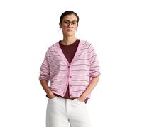 Cardigan MARC O'POLO DENIM "aus Organic-Cotton-Modal-Mix", Damen, Gr. XXL, rosa (light pink), Obermaterial: 65% Baumwolle, 26% Modal, 9% Polyamid, gestreift, regular fit, V-Ausschnitt, Strickjacken (2