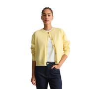 Cardigan MARC O'POLO DENIM "aus Soft Cotton Stretch", Damen, Gr. L, gelb (medium gelb melange), Obermaterial: 58% Baumwolle, 25% Polyamid, 17% Polyester, unifarben, Rundhals, Rippbündchen, Strickjacke
