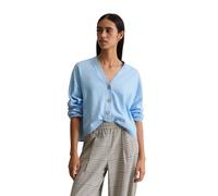 Cardigan MARC O'POLO DENIM "aus Soft Cotton Stretch", Damen, Gr. M, light blau melange, Obermaterial: 58% Baumwolle, 25% Polyamid, 17% Polyester, unifarben, relaxed fit, V-Ausschnitt, Bündchen, Strick