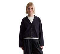 Cardigan MARC O'POLO DENIM "aus Soft Cotton Stretch", Damen, Gr. S, dunkelblau melange, Obermaterial: 58% Baumwolle, 25% Polyamid, 17% Polyester, unifarben, relaxed fit, V-Ausschnitt, Bündchen, Strick