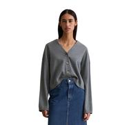 Cardigan MARC O'POLO DENIM "aus Soft Cotton Stretch", Damen, Gr. XL, asphalt melange, Obermaterial: 58% Baumwolle, 25% Polyamid, 17% Polyester, unifarben, relaxed fit, V-Ausschnitt, Bündchen, Strickja