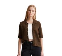 Cardigan MARC O'POLO DENIM "in Häkel-Optik", Damen, Gr. L, melted chocolate, Obermaterial: 100% Baumwolle, unifarben, Strickbündchen, Strickjacken (82014817-L) melted chocolate