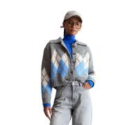 Cardigan MARC O'POLO DENIM "mit flauschiger Alpakawolle", Damen, Gr. L, grau (medium grau), Obermaterial: 41% Polyamid, 32% Alpaka, 27% Wolle (Schafwolle), gemustert, Rippbündchen, Strickjacken (44613