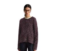 Cardigan MARC O'POLO DENIM "relaxed aus Baumwoll-Schurwolle-Mix", Damen, Gr. XL, lila (mahagony jam), Tweed;Strick, Obermaterial: 62% Baumwolle, 36% Schurwolle, 2% Polyamid, relaxed fit normal, Rundha