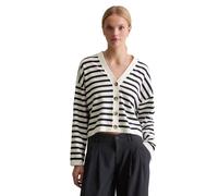 Cardigan MARC O'POLO DENIM "aus Soft Cotton Stretch", Damen, Gr. M, dunkelblau, Obermaterial: 58% Baumwolle, 25% Polyamid, 17% Polyester, unifarben, relaxed fit, V-Ausschnitt, Bündchen, Strickjacken (