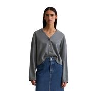 Cardigan MARC O'POLO DENIM "relaxed fit aus Soft Cotton Stretch", Damen, Gr. XS, asphalt melange, Strick, Obermaterial: 58% Baumwolle, 25% Polyamid, 17% Polyester, relaxed fit normal, V-Ausschnitt, Ri