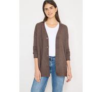 Cardigan CECIL, Damen, Gr. XS (36), braun (mushroom taupe melange), Feinstrick, 37% Baumwolle, 34% Polyacryl, 26% Polyester, 3% Elasthan, unifarben, comfort fit normal, V-Ausschnitt, Rippbündchen, Str