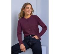 Cardigan STREET ONE, Damen, Gr. 44, berry maroon, Feinstrick, 37% Baumwolle, 34% Polyacryl, 26% Polyester, 3% Elasthan, unifarben, regular fit normal, Rundhals, Bündchen, Strickjacken, mit Knopfleiste