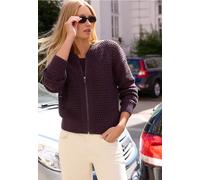 Cardigan STREET ONE STUDIO, Damen, Gr. 36, very berry, Web, 60% Baumwolle, 40% Polyacryl, unifarben, comfort fit normal, Rundhals, Rippbündchen, Strickjacken, Grobstrick (64636722-36) very berry