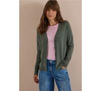 Cardigan CECIL, Damen, Gr. XL (44), dried olive grün, Web, 60% Baumwolle, 40% Viskose, unifarben, comfort fit normal, V-Ausschnitt, Rippbündchen, Strickjacken, im soften Baumwoll-Mix (82499158-XL) dri
