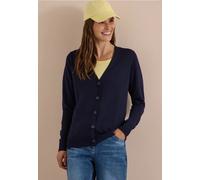 Cardigan CECIL, Damen, Gr. S (38), urban dunkelblau, Web, 60% Baumwolle, 40% Viskose, unifarben, comfort fit normal, V-Ausschnitt, Rippbündchen, Strickjacken, im soften Baumwoll-Mix (29183556-S) urban