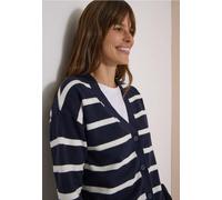 Cardigan CECIL, Damen, Gr. M (40), blau (urban dunkelblau melange), Stoff, 33% Polyester, 31% Polyacryl, 24% Baumwolle, 12% Polyamid, gestreift, comfort fit normal, V-Ausschnitt, Bündchen, Strickjacke