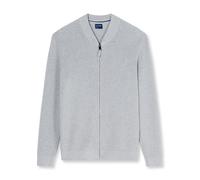 Cardigan OLYMP "Casual", Herren, Gr. XL, grau, Strick, Obermaterial: 89% Baumwolle, 11% Polyamid, unifarben, regular fit normal, Rundhals, Rippstrickbündchen, Strickjacken, Baumwollmix, Rippkragen, Re